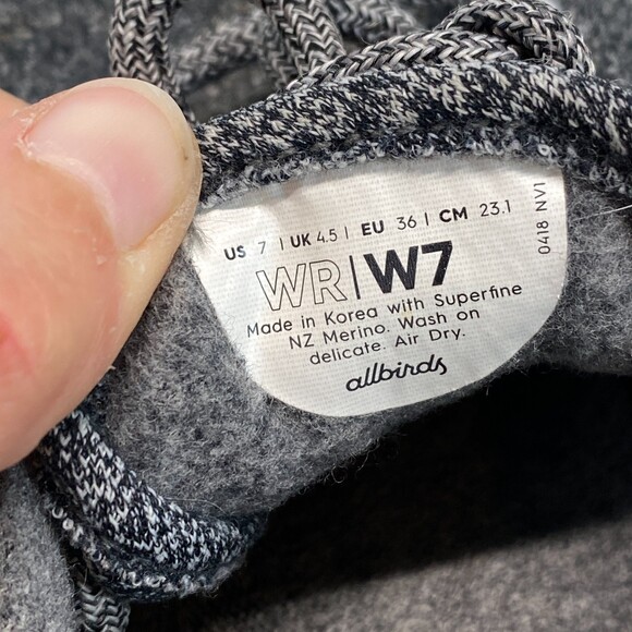 AllBirds Womens Gray Wool Runners Casual Fashion Sneakers Size 7 - Picture 6 of 8